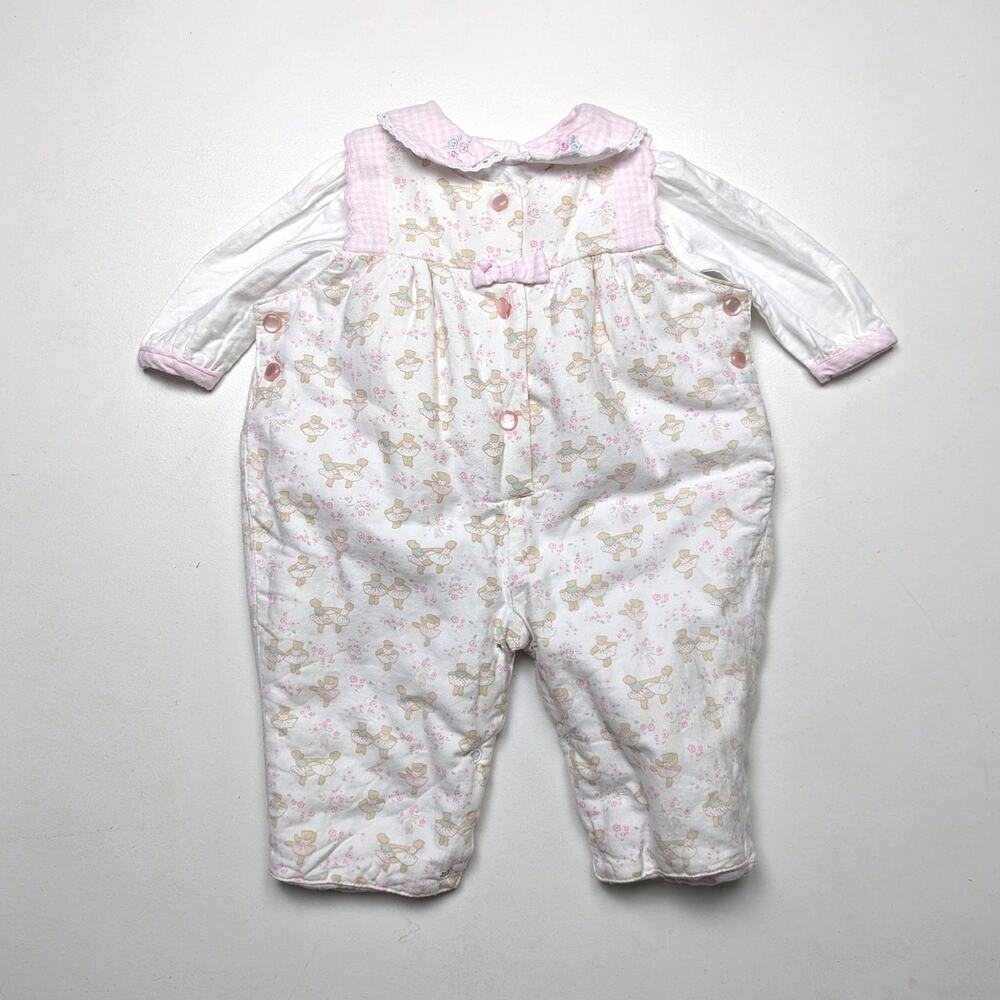 Vintage Romper Baby Girls Size 6-9m Pink Ballerina Puffy